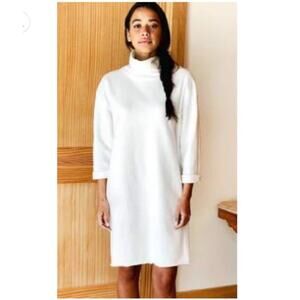 Emerson Fry Raw Edge Turtleneck Dress White Sz Small